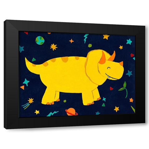 Starry Dinos V Black Modern Wood Framed Art Print with Double Matting by Vess, June Erica