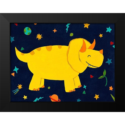 Starry Dinos V Black Modern Wood Framed Art Print by Vess, June Erica