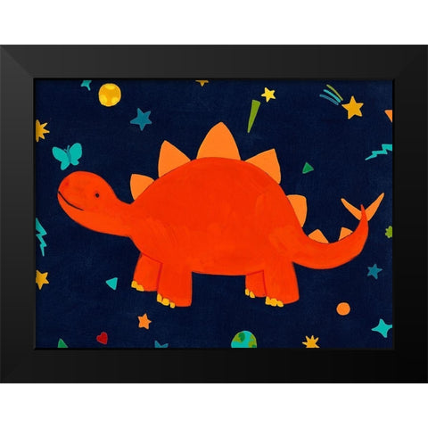 Starry Dinos VI Black Modern Wood Framed Art Print by Vess, June Erica