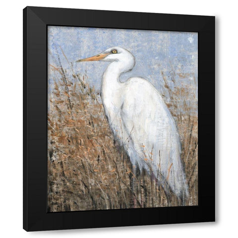 White Heron II Black Modern Wood Framed Art Print with Double Matting by OToole, Tim