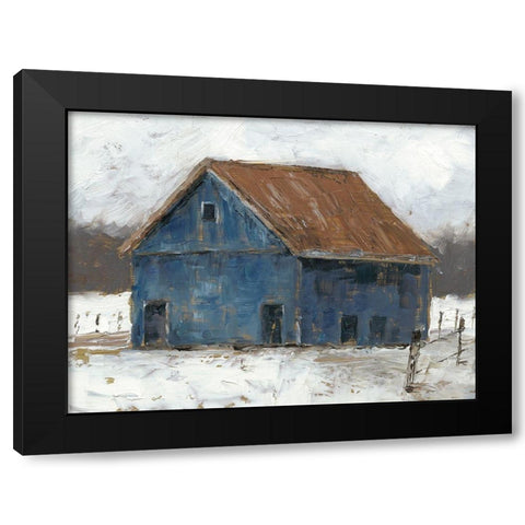 Blue Barn II Black Modern Wood Framed Art Print by Harper, Ethan
