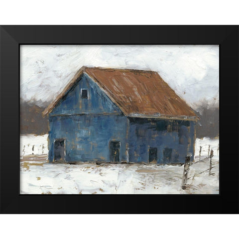 Blue Barn II Black Modern Wood Framed Art Print by Harper, Ethan