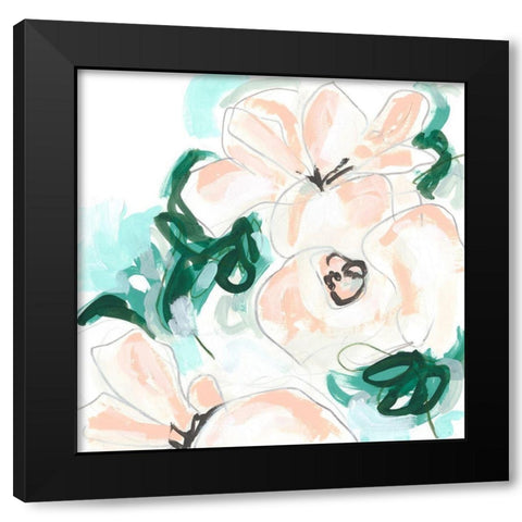 Floral Rhythm II Black Modern Wood Framed Art Print with Double Matting by Vess, June Erica