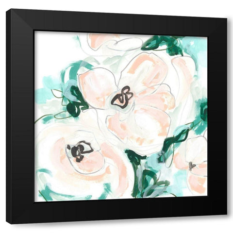 Floral Rhythm III Black Modern Wood Framed Art Print with Double Matting by Vess, June Erica