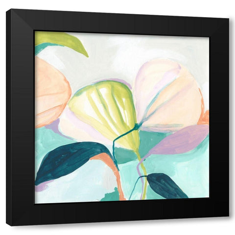Fan Flowers I Black Modern Wood Framed Art Print with Double Matting by Vess, June Erica