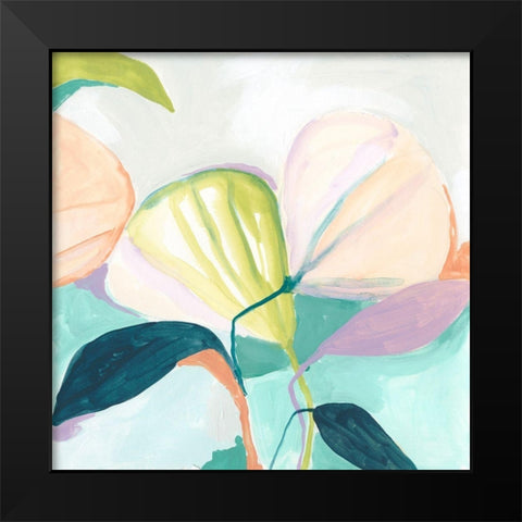 Fan Flowers I Black Modern Wood Framed Art Print by Vess, June Erica