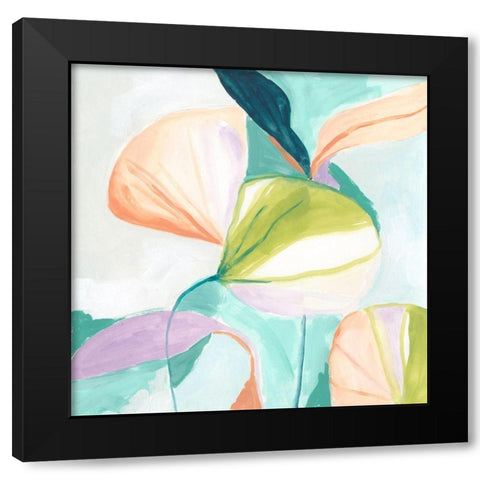 Fan Flowers II Black Modern Wood Framed Art Print by Vess, June Erica