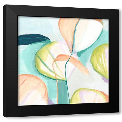 Fan Flowers III Black Modern Wood Framed Art Print by Vess, June Erica