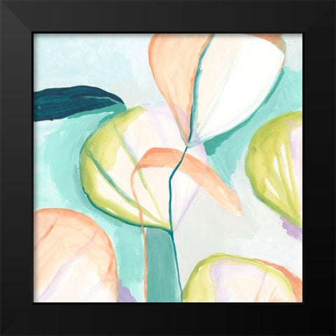 Fan Flowers III Black Modern Wood Framed Art Print by Vess, June Erica