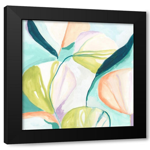 Fan Flowers IV Black Modern Wood Framed Art Print with Double Matting by Vess, June Erica
