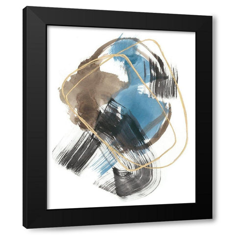 Gold Loops I Black Modern Wood Framed Art Print by Goldberger, Jennifer