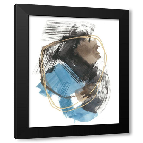 Gold Loops II Black Modern Wood Framed Art Print by Goldberger, Jennifer