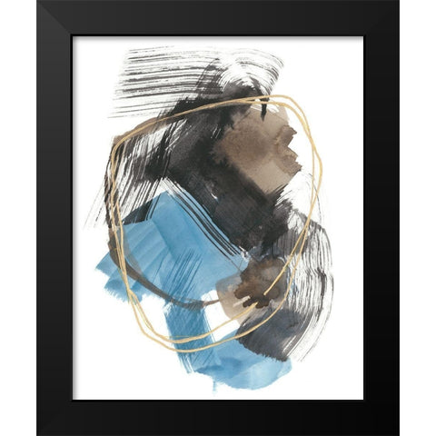 Gold Loops II Black Modern Wood Framed Art Print by Goldberger, Jennifer