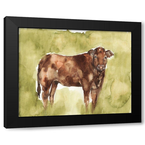 Cow in the Field I Black Modern Wood Framed Art Print with Double Matting by Goldberger, Jennifer