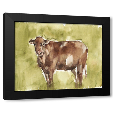 Cow in the Field II Black Modern Wood Framed Art Print with Double Matting by Goldberger, Jennifer