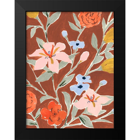 Warm Floral I Black Modern Wood Framed Art Print by Borges, Victoria