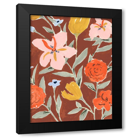 Warm Floral II Black Modern Wood Framed Art Print by Borges, Victoria