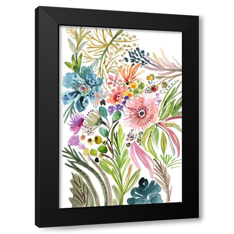Happy Flowers I Black Modern Wood Framed Art Print with Double Matting by Fields, Karen