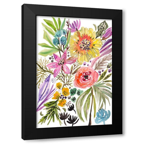 Happy Flowers II Black Modern Wood Framed Art Print by Fields, Karen