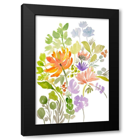 Happy Flowers III Black Modern Wood Framed Art Print by Fields, Karen
