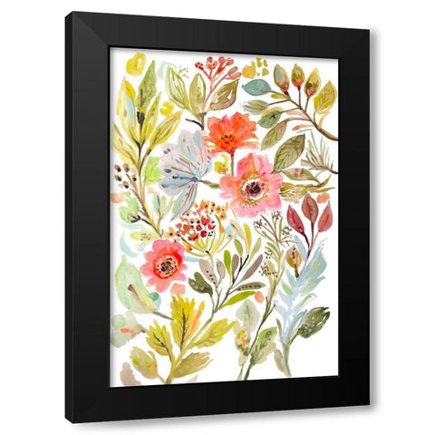 Happy Flowers IV Black Modern Wood Framed Art Print by Fields, Karen