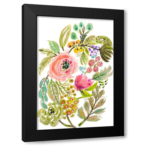 Happy Flowers V Black Modern Wood Framed Art Print by Fields, Karen