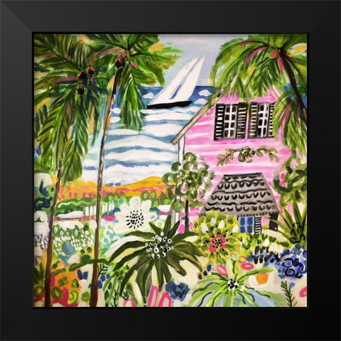 Cottage by the Bay I Black Modern Wood Framed Art Print by Fields, Karen