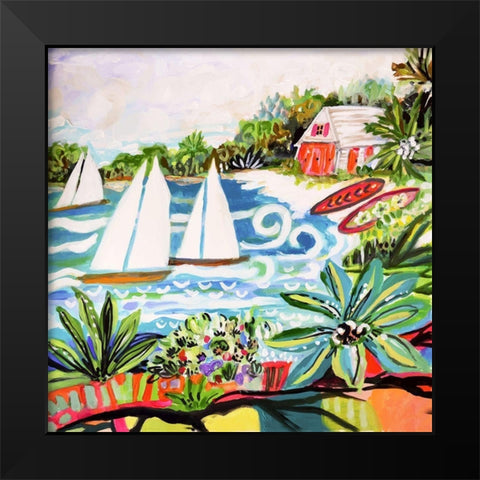 Cottage by the Bay II Black Modern Wood Framed Art Print by Fields, Karen