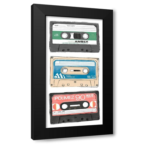 Mix Tape VII Black Modern Wood Framed Art Print with Double Matting by Vess, June Erica