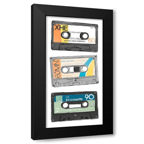 Mix Tape VIII Black Modern Wood Framed Art Print with Double Matting by Vess, June Erica