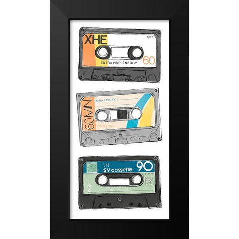 Mix Tape VIII Black Modern Wood Framed Art Print by Vess, June Erica