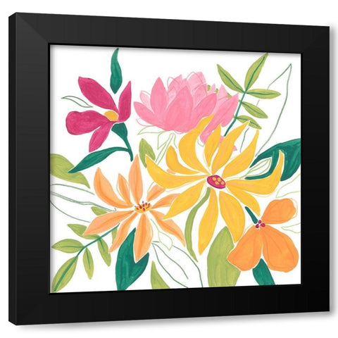 Tutti Frutti Floral I Black Modern Wood Framed Art Print with Double Matting by Vess, June Erica