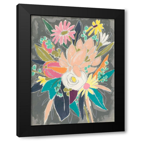 Fauvist Flora II Black Modern Wood Framed Art Print by Vess, June Erica