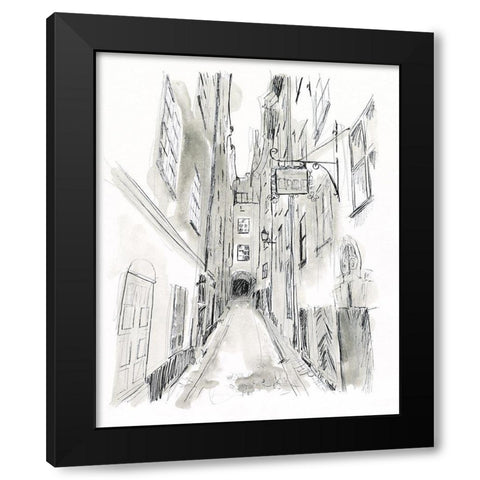 European City Sketch I Black Modern Wood Framed Art Print with Double Matting by Vess, June Erica