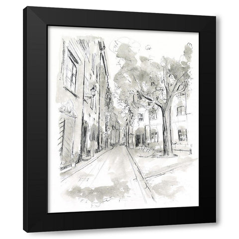 European City Sketch II Black Modern Wood Framed Art Print with Double Matting by Vess, June Erica