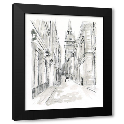 European City Sketch III Black Modern Wood Framed Art Print by Vess, June Erica