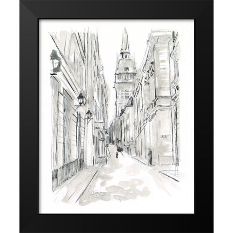 European City Sketch III Black Modern Wood Framed Art Print by Vess, June Erica