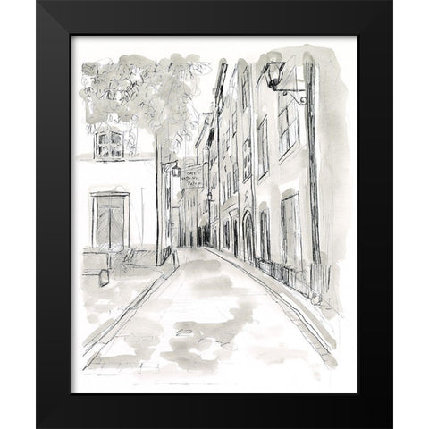 European City Sketch IV Black Modern Wood Framed Art Print by Vess, June Erica