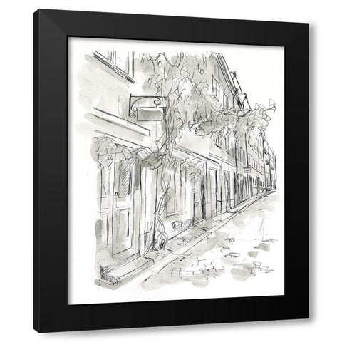 European City Sketch V Black Modern Wood Framed Art Print with Double Matting by Vess, June Erica