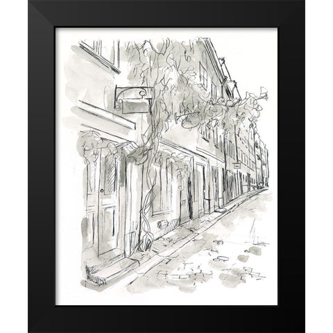 European City Sketch V Black Modern Wood Framed Art Print by Vess, June Erica