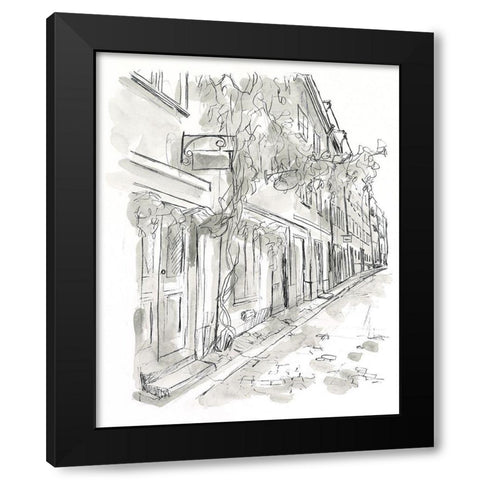 European City Sketch V Black Modern Wood Framed Art Print by Vess, June Erica