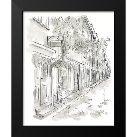 European City Sketch V Black Modern Wood Framed Art Print by Vess, June Erica