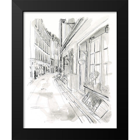 European City Sketch VI Black Modern Wood Framed Art Print by Vess, June Erica