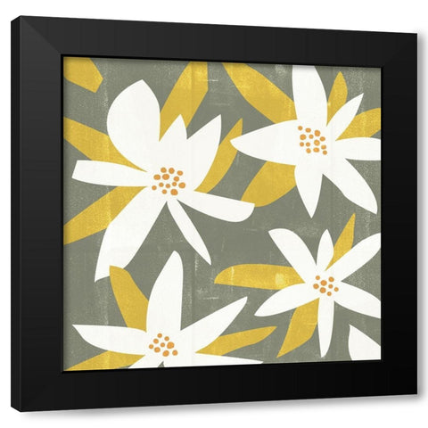 White Petals I Black Modern Wood Framed Art Print with Double Matting by Wang, Melissa