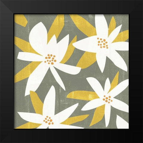 White Petals I Black Modern Wood Framed Art Print by Wang, Melissa