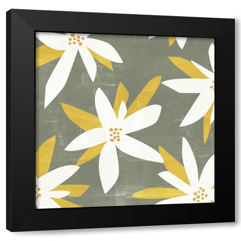 White Petals II Black Modern Wood Framed Art Print with Double Matting by Wang, Melissa