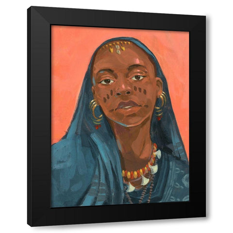 Wodaabe Woman I Black Modern Wood Framed Art Print with Double Matting by Green, Jacob