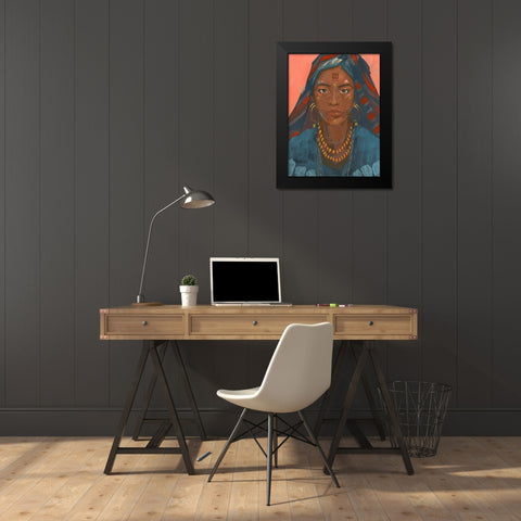 Wodaabe Woman II Black Modern Wood Framed Art Print by Green, Jacob