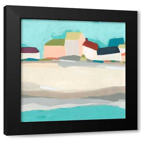 Coastal Village I Black Modern Wood Framed Art Print with Double Matting by Vess, June Erica
