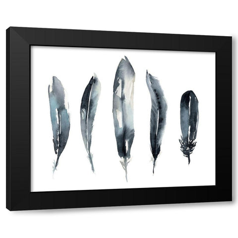 Indigo Feathers II Black Modern Wood Framed Art Print with Double Matting by Goldberger, Jennifer